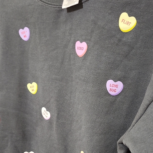 Sweetheart Clothing Dark Gray Sweater with Colorful Heart Accents - Picture 4 of 6